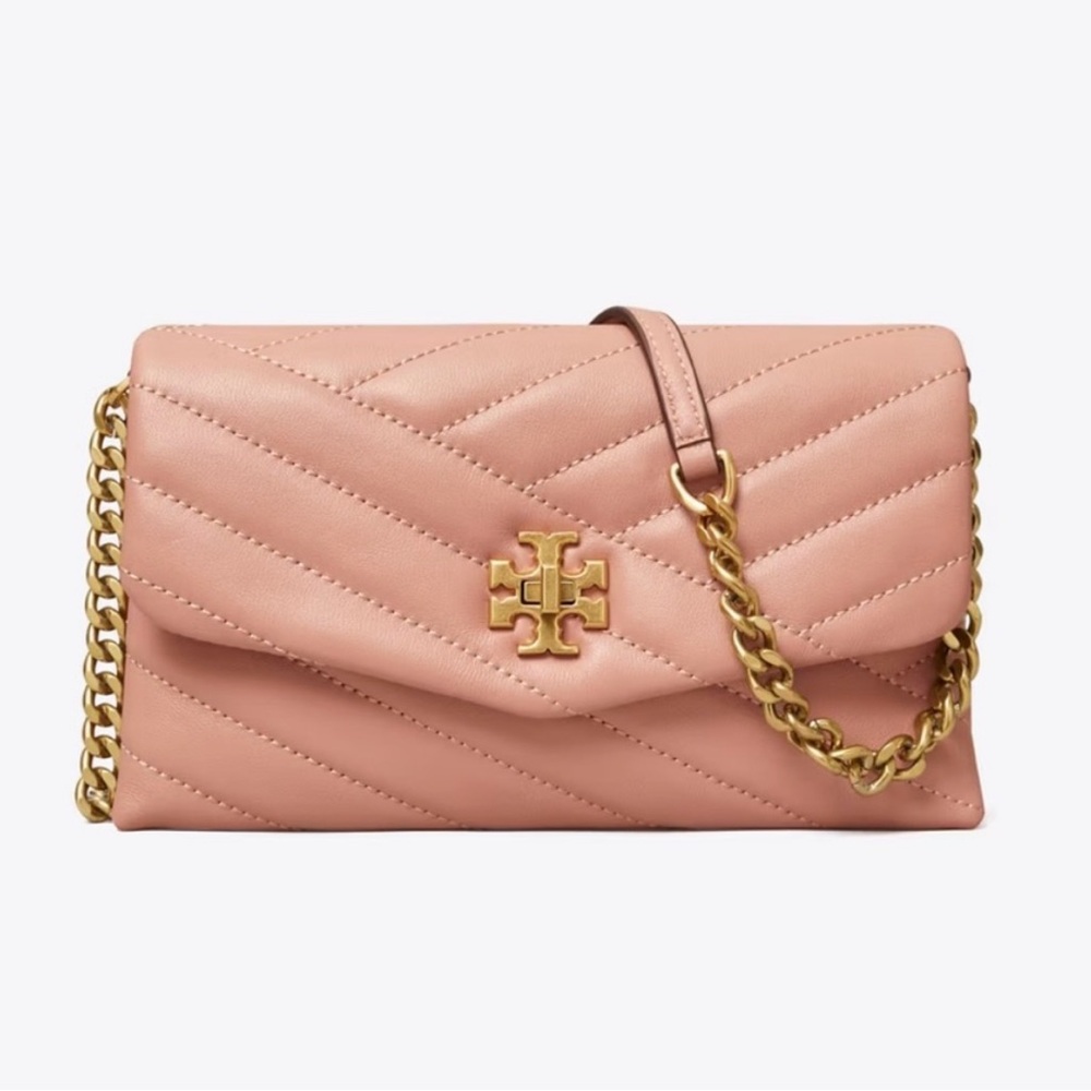 Tory Burch Kira Chevron Chain Wallet- Meadow Sweet